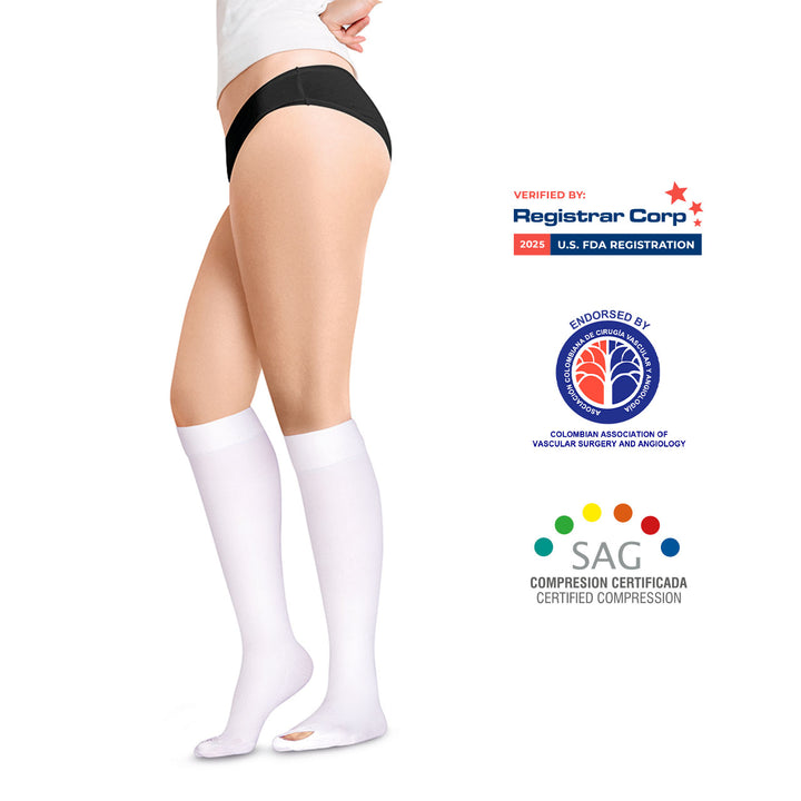 MediVaric Unisex Antiembolism 18-23mmHg Compression Stockings – Knee High, Closed Toe.