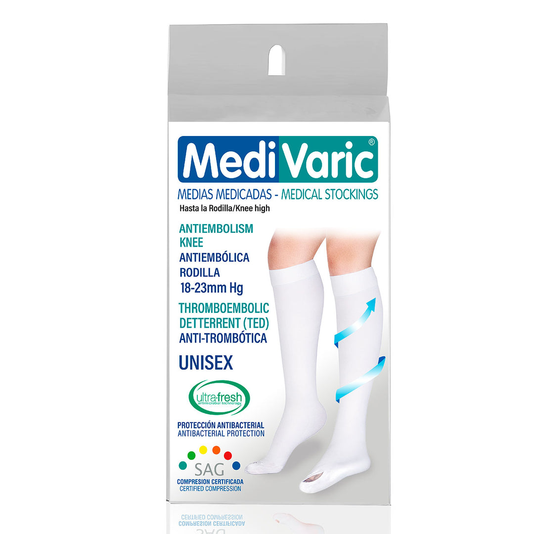MediVaric Unisex Antiembolism 18-23mmHg Compression Stockings – Knee High, Closed Toe.