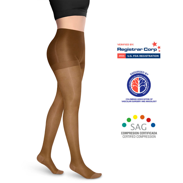 MediVaric Women's Compression Pantyhose 15-20mmHg – Waist High, Closed Toe, Soft & Transparent.