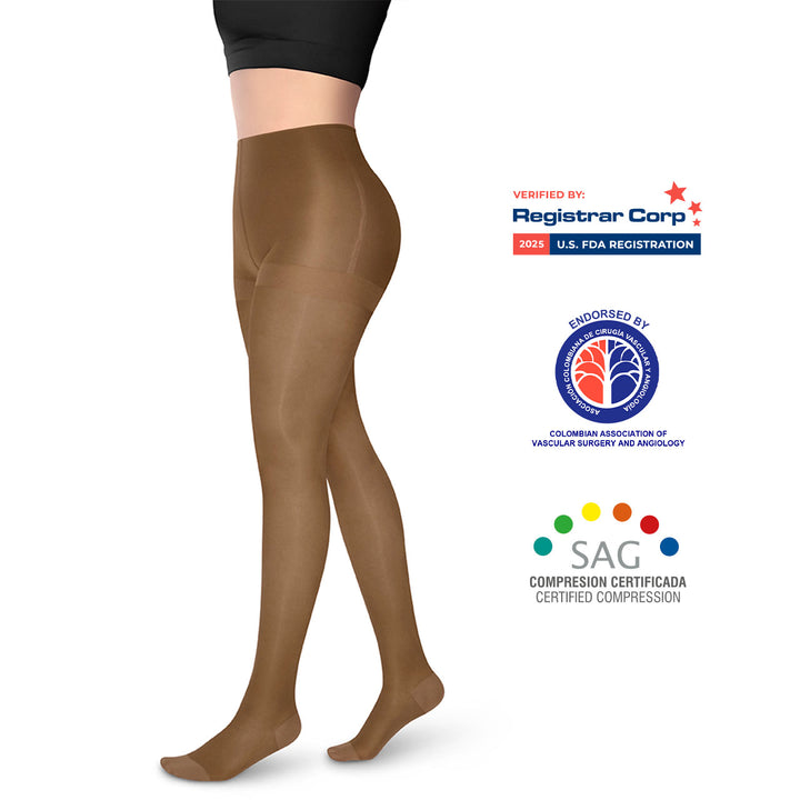 MediVaric Unisex Compression Pantyhose 15-20mmHg – High Thigh, Closed Toe, Opaque.