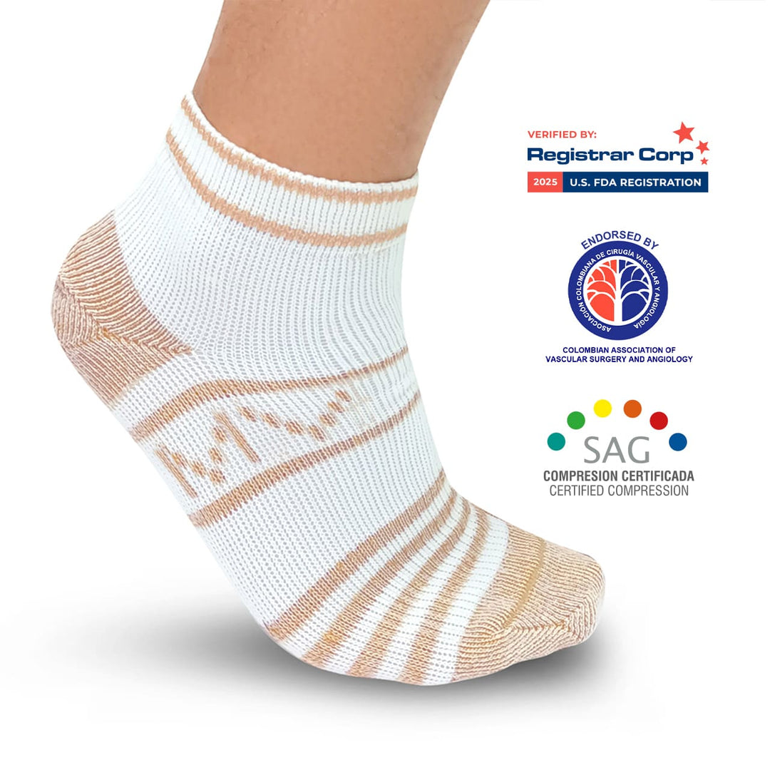 Ankle High Socks with Copper Yarn for Diabetes, Sensitive or Swollen Feet