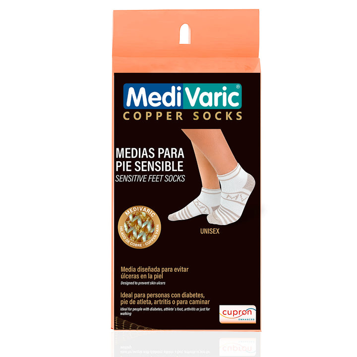 Ankle High Socks with Copper Yarn for Diabetes, Sensitive or Swollen Feet
