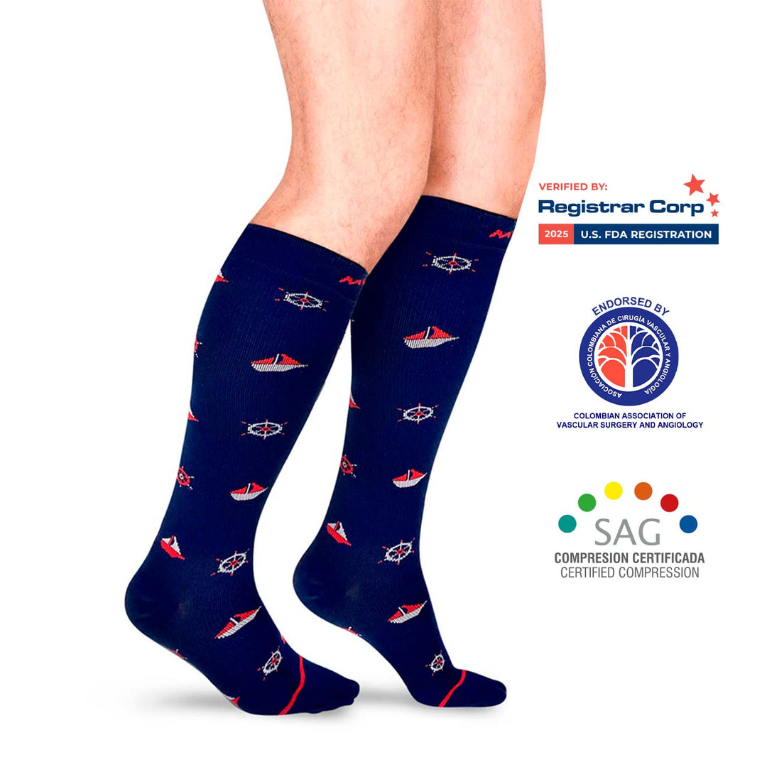 MediVaric Unisex Compression Socks with Designs - 15-20 mmHg, Knee High, Corrugated