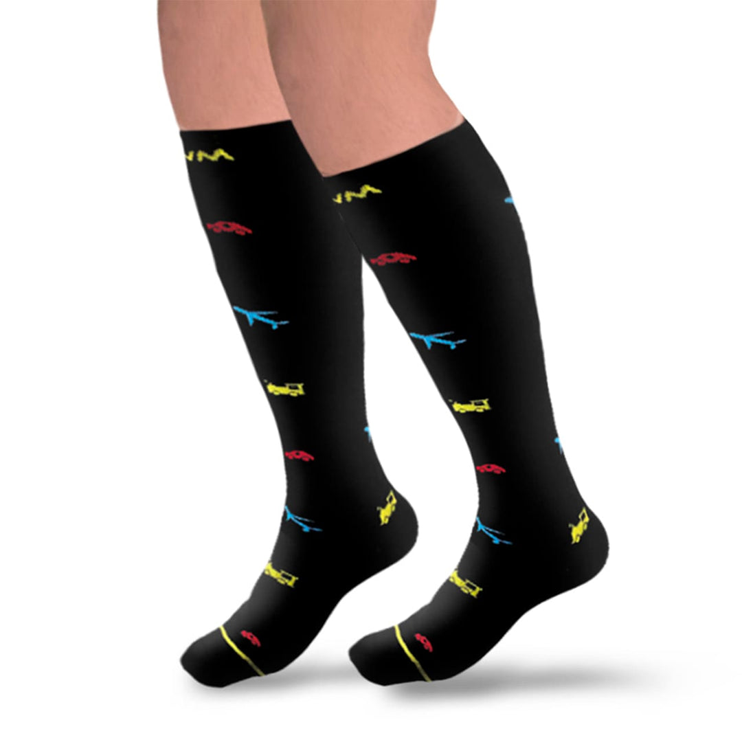 MediVaric Unisex Compression Socks with Designs - 15-20 mmHg, Knee High, Corrugated