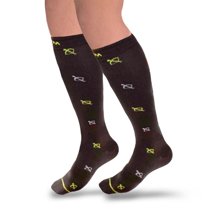 MediVaric Unisex Compression Socks with Designs - 15-20 mmHg, Knee High, Corrugated