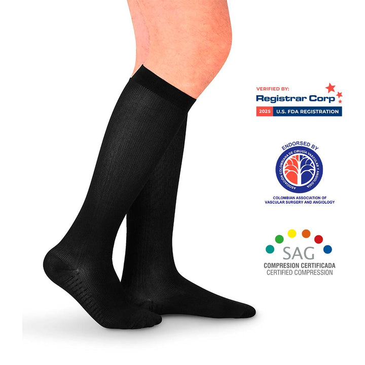 MediVaric Men's 15-20 mmHg Compression Stocking - Knee High, Corrugated