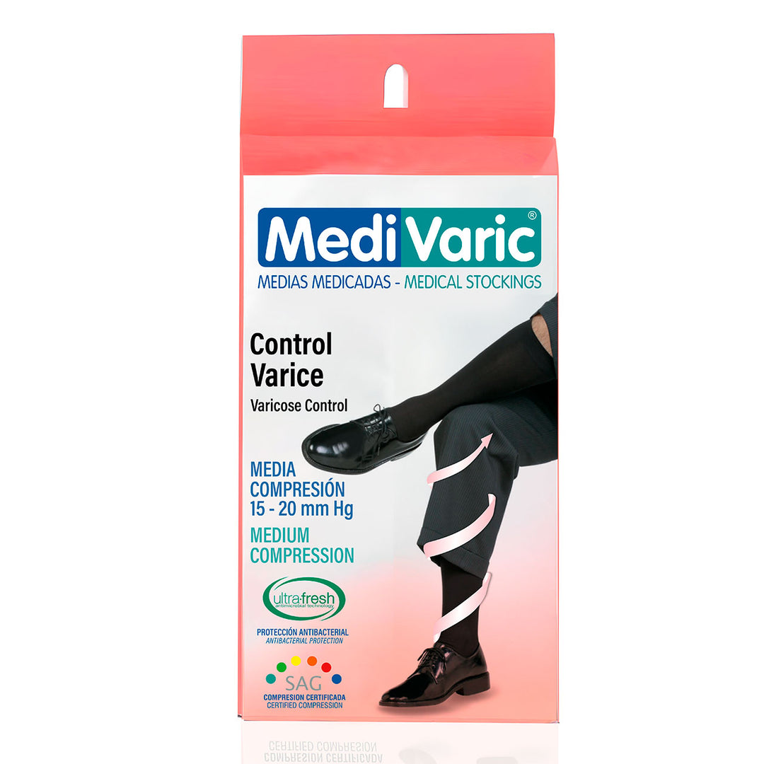 MediVaric Men's 15-20 mmHg Compression Stocking - Knee High, Corrugated