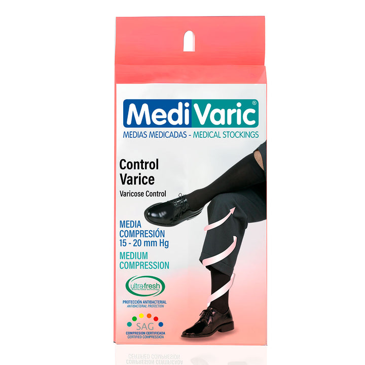 MediVaric Men's 15-20 mmHg Compression Stocking - Knee High, Corrugated