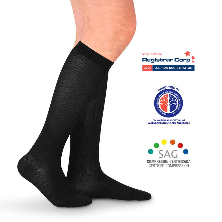 MediVaric Men's 20-30 mmHg Compression Stocking - Knee High, Corrugated