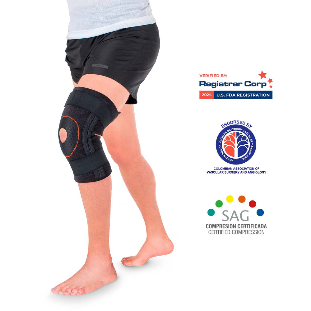 Open Knee Brace with Side Stabilizers for Osteoarthritis,Tendonitis, and Bursitis