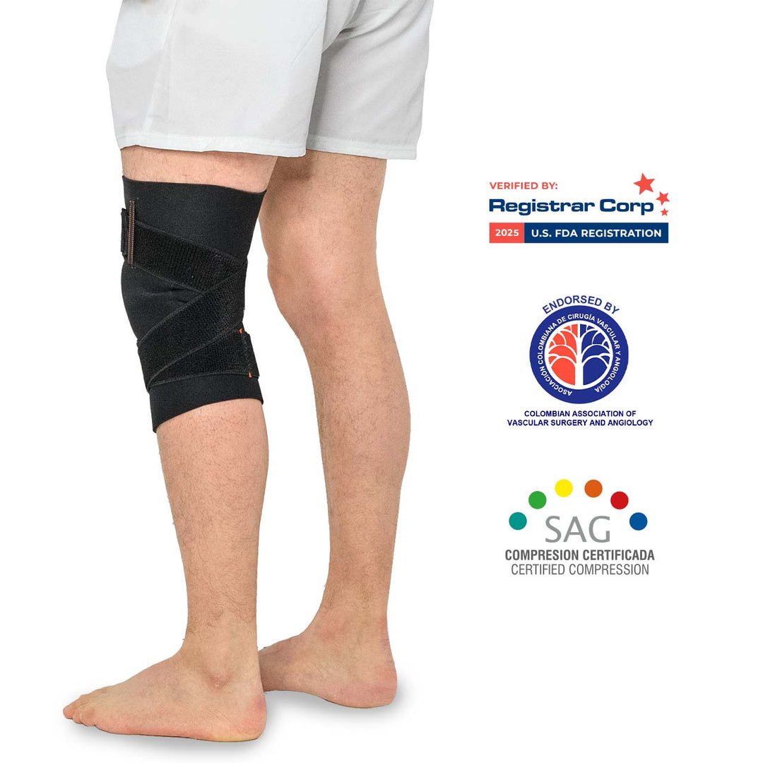 Closed Knee Orthopedic Brace with Spiral Bands for Tendonitis