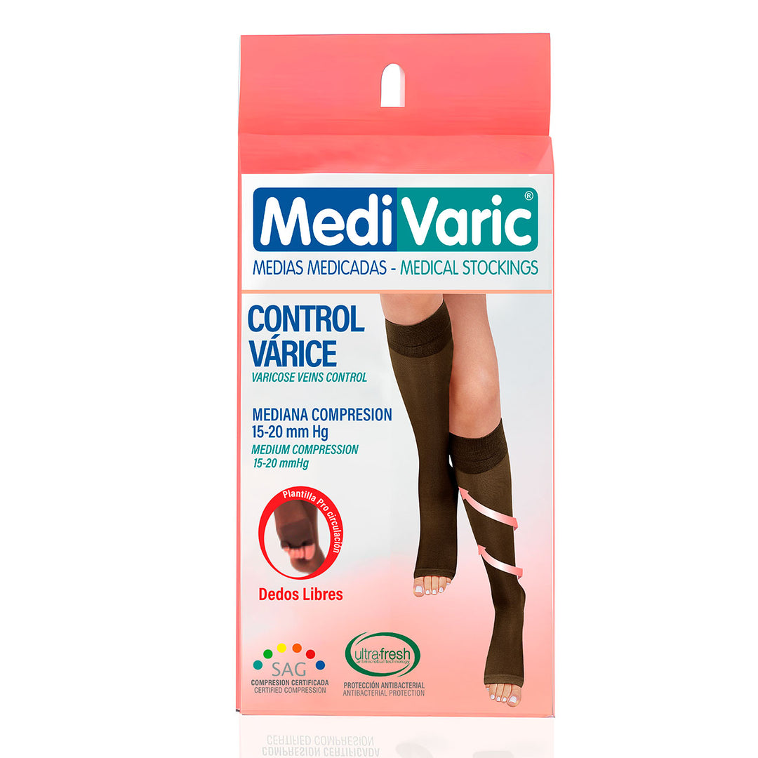 Women's High Knee Compression Socks 15-20 mmHg - Open Toe, Transparent